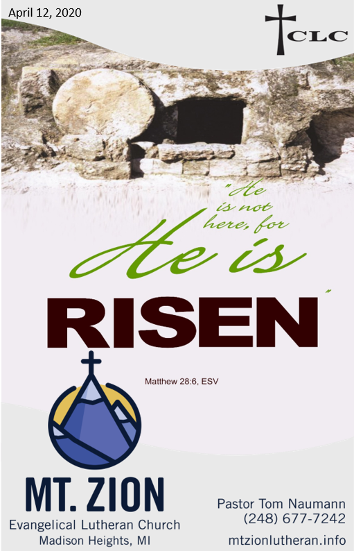 Easter Sunday – April 12, 2020