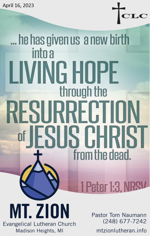 2nd Sunday in Easter – April 15, 2023