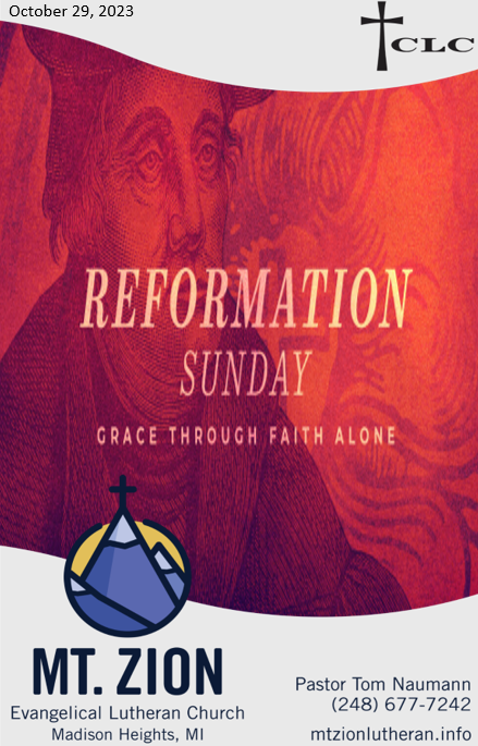 Reformation Sunday – October 29, 2023